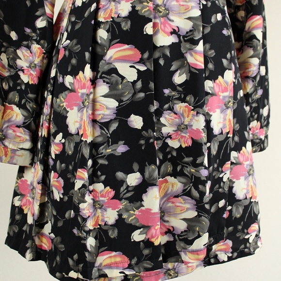 SOLD Forever 21 Black Floral Faux Wrap Dress - Picture 3 of 6